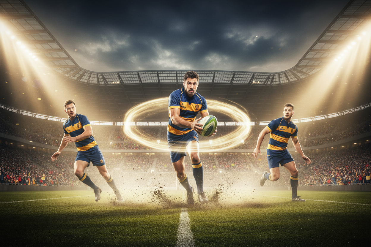 Rugby - Passe en action - Version claire
